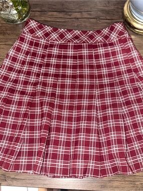 H&M Divided Burgundy Plaid Pleated Mini Skirt - Size 2
